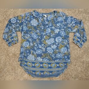 Lucky Brand Floral Henley Tunic Top Large